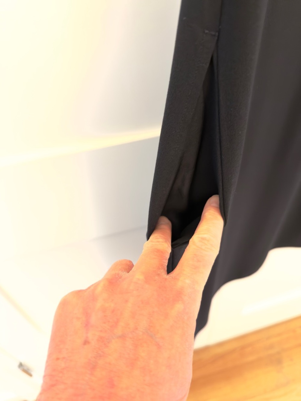 Eileen Fisher Silk Crepe V-neck Midi dress in Black - Picture 6 of 7